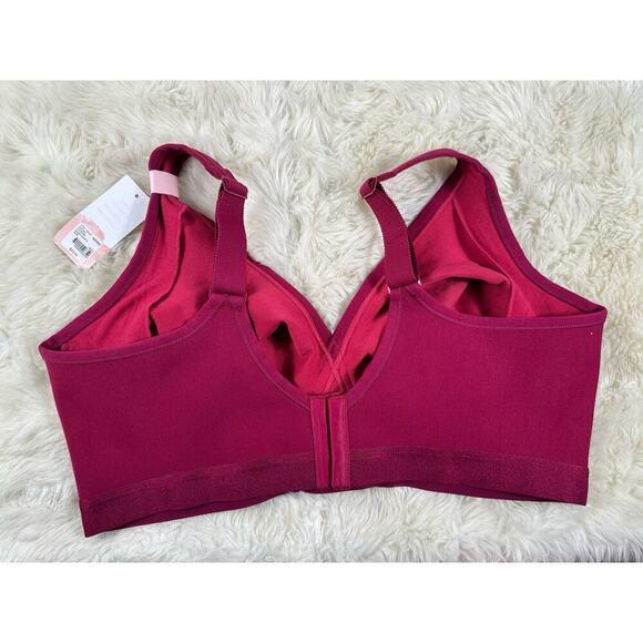 Cacique Unlined Full Coverage No-Wire Bra New Size 42DDD Burgundy Red LACE - Picture 6 of 9